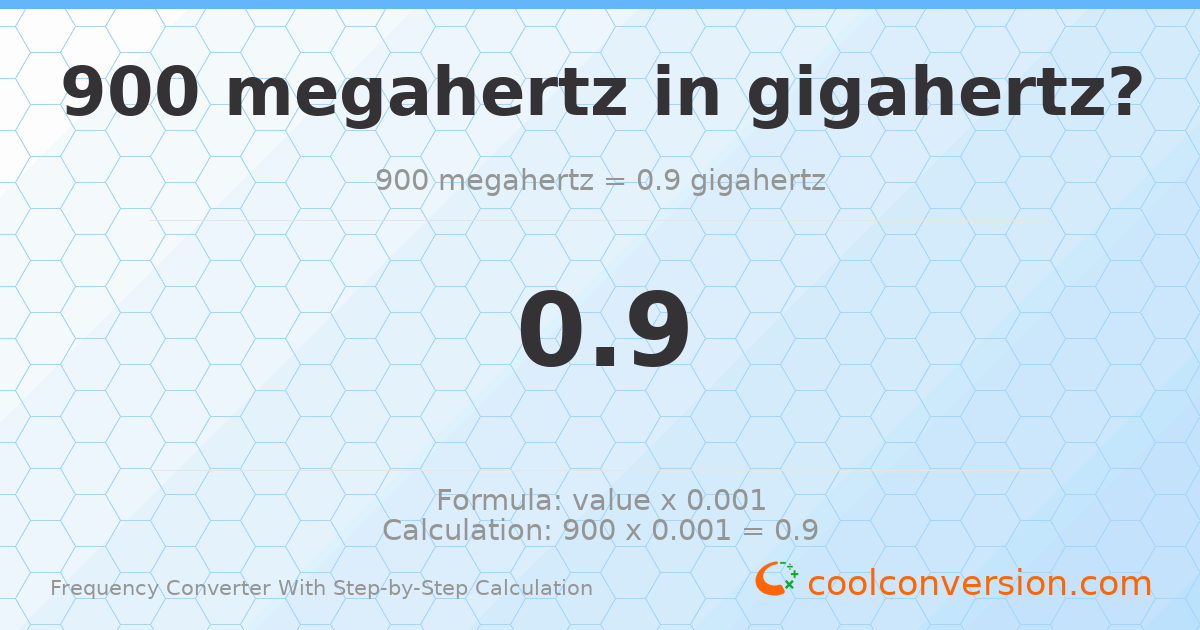 900 megahertz = 0.9 gigahertz