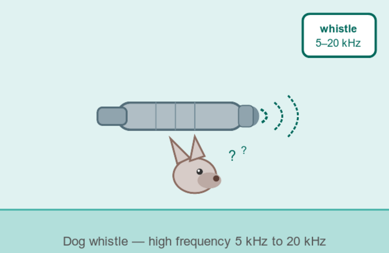 Illustration of a dog whistle with ultrasonic waves