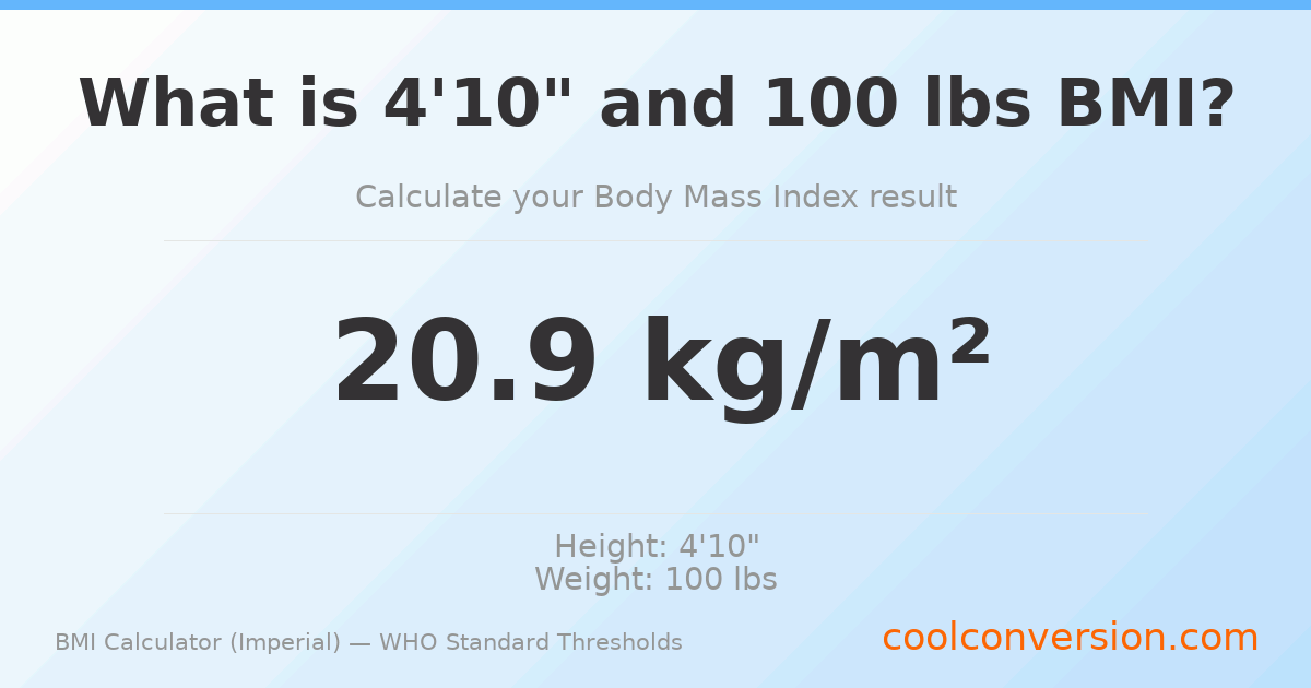 BMI 20.9 (Normal) — 4'10" / 100 lbs