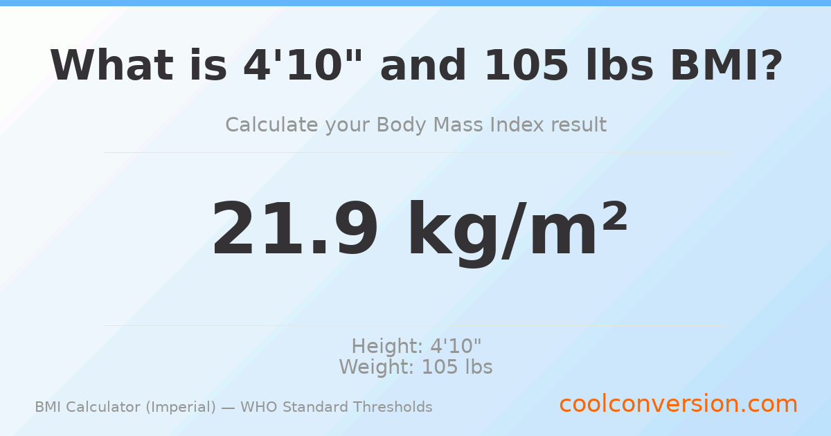 BMI 21.9 (Normal) — 4'10" / 105 lbs