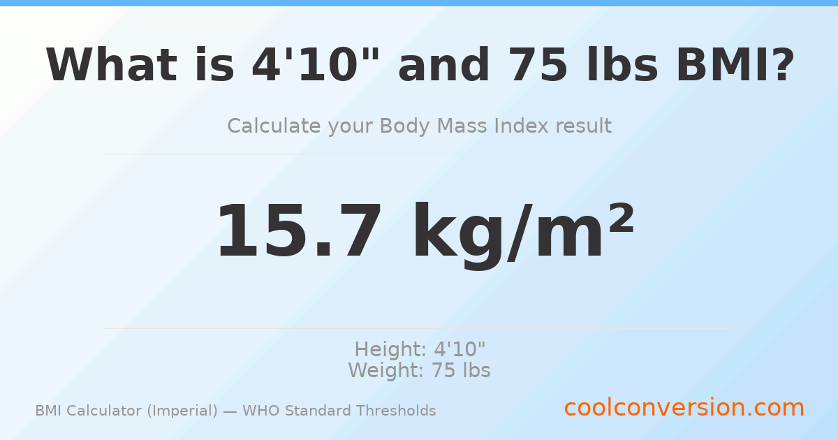 BMI 15.7 (Severely Underweight) — 4'10" / 75 lbs