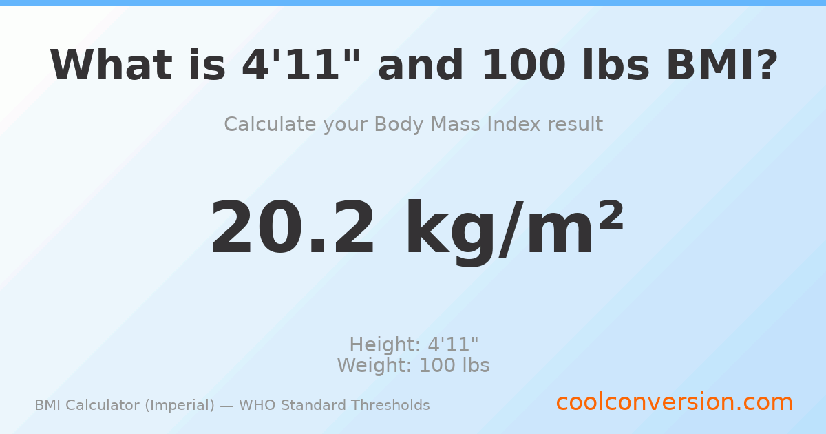 BMI 20.2 (Normal) — 4'11" / 100 lbs