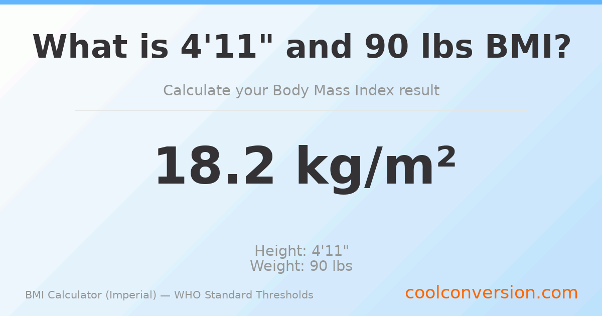 BMI 18.2 (Underweight) — 4'11" / 90 lbs