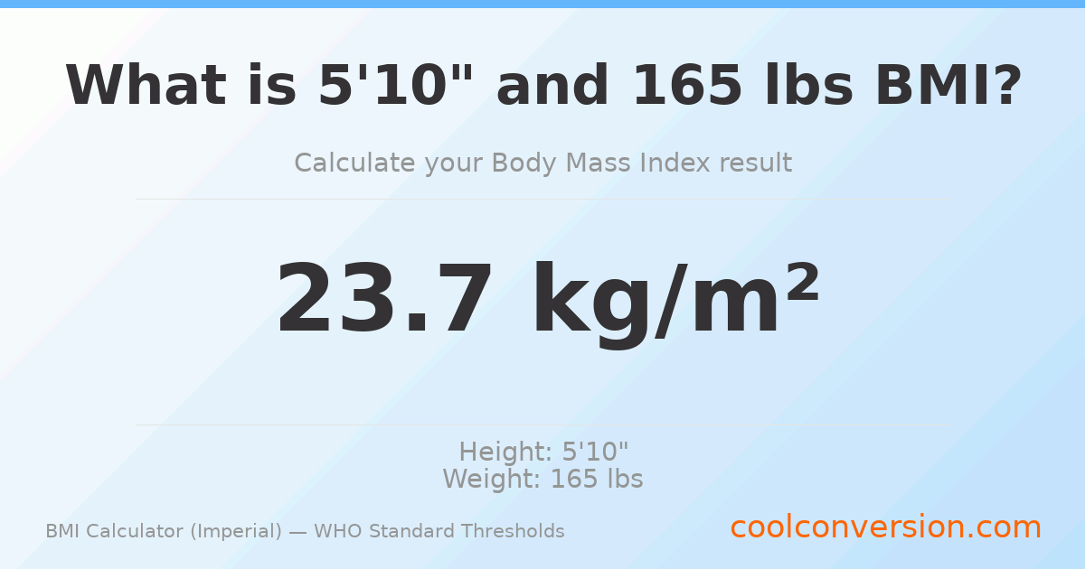 BMI 23.7 (Normal) — 5'10" / 165 lbs