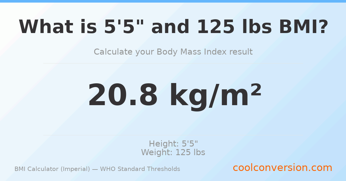 BMI 20.8 (Normal) — 5'5" / 125 lbs