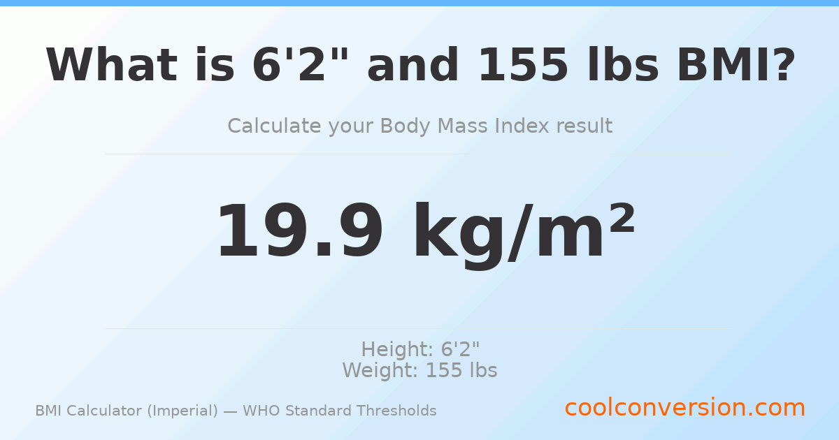BMI 19.9 (Normal) — 6'2" / 155 lbs