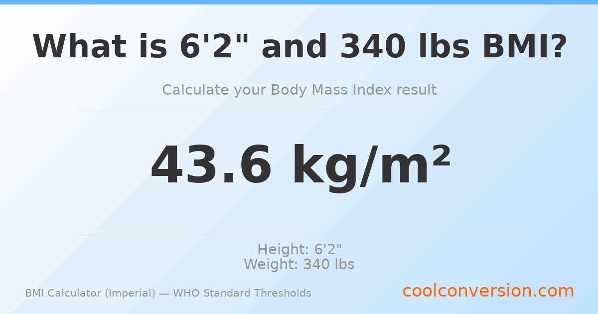 BMI 43.6 (Obese) — 6'2" / 340 lbs