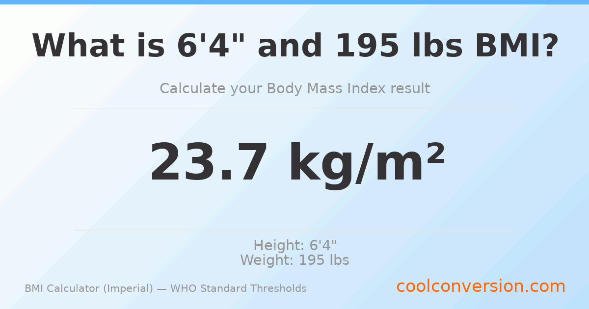 BMI 23.7 (Normal) — 6'4" / 195 lbs
