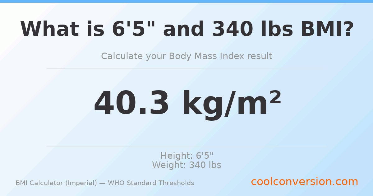 BMI 40.3 (Obese) — 6'5" / 340 lbs