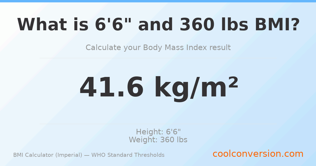 BMI 41.6 (Obese) — 6'6" / 360 lbs
