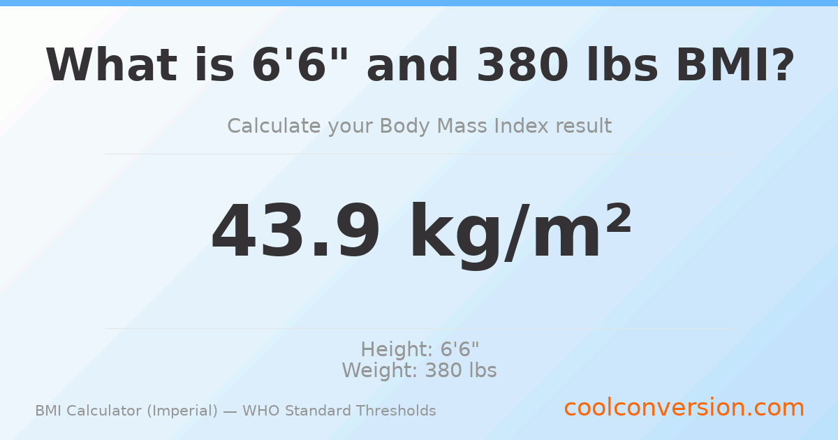 BMI 43.9 (Obese) — 6'6" / 380 lbs