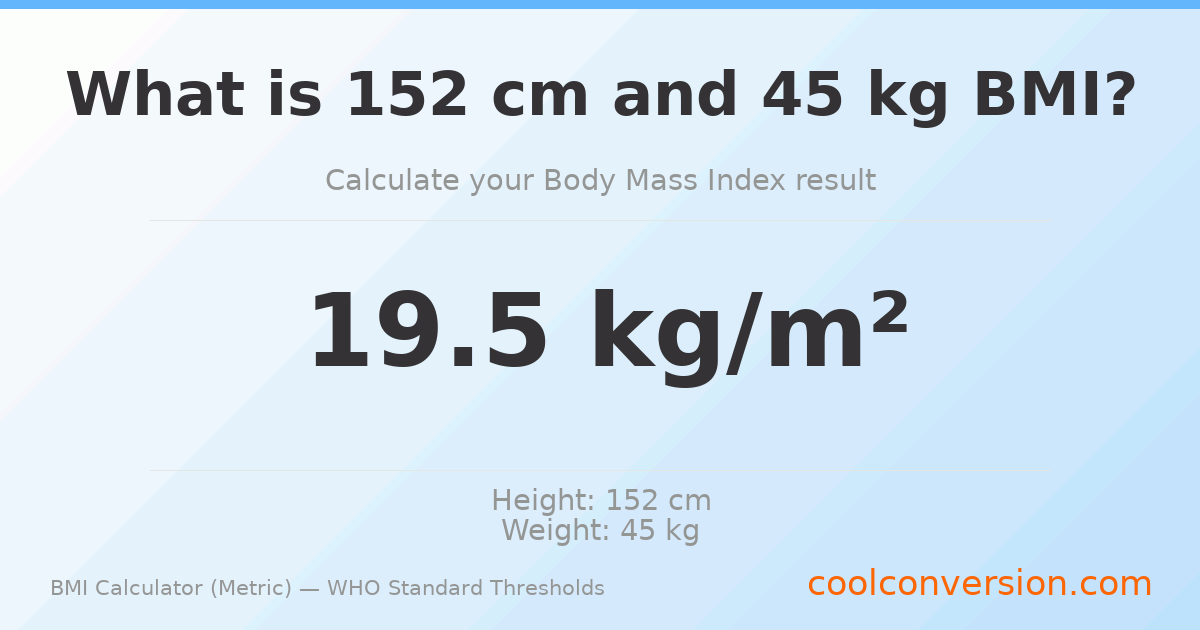 BMI 19.5 (Normal) — 152 cm / 45 kg