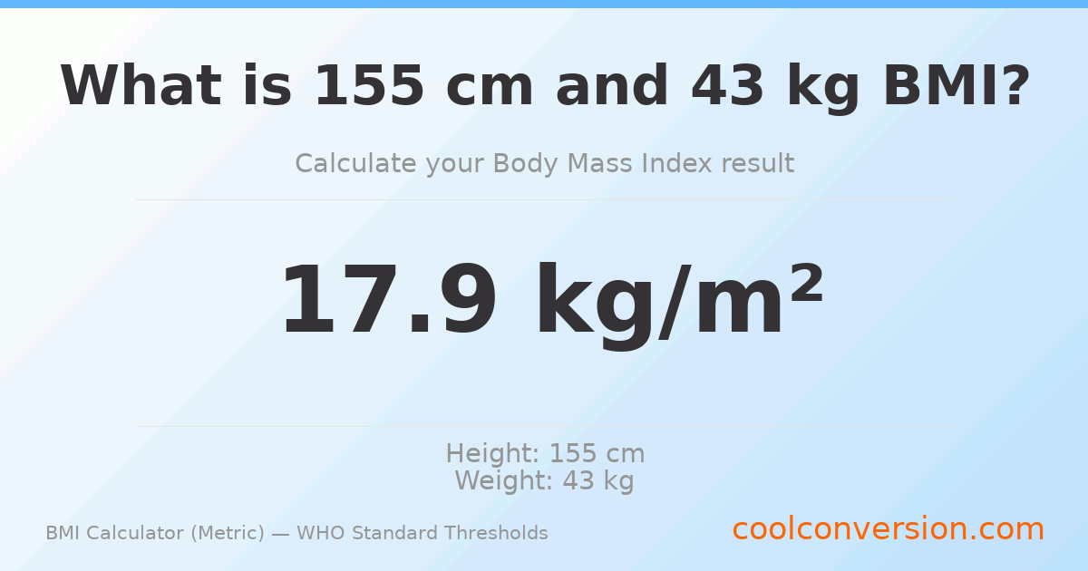BMI 17.9 (Underweight) — 155 cm / 43 kg