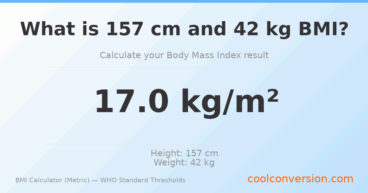 BMI 17.0 (Underweight) — 157 cm / 42 kg