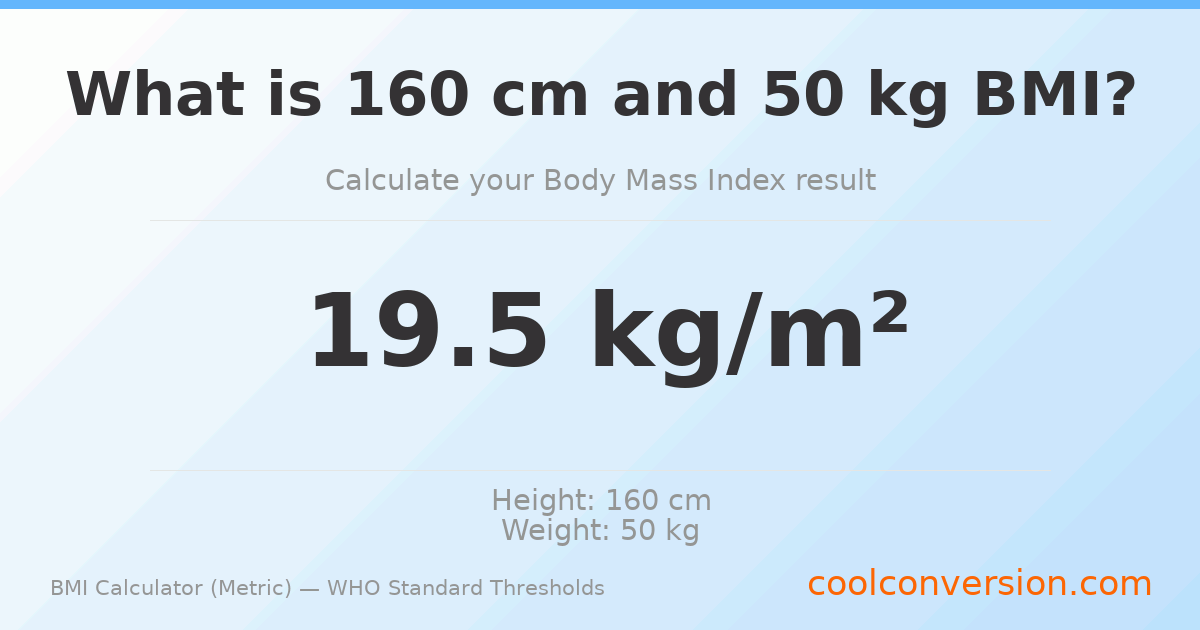 BMI 19.5 (Normal) — 160 cm / 50 kg