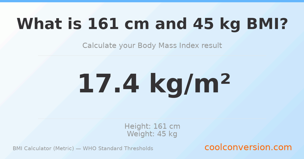BMI 17.4 (Underweight) — 161 cm / 45 kg