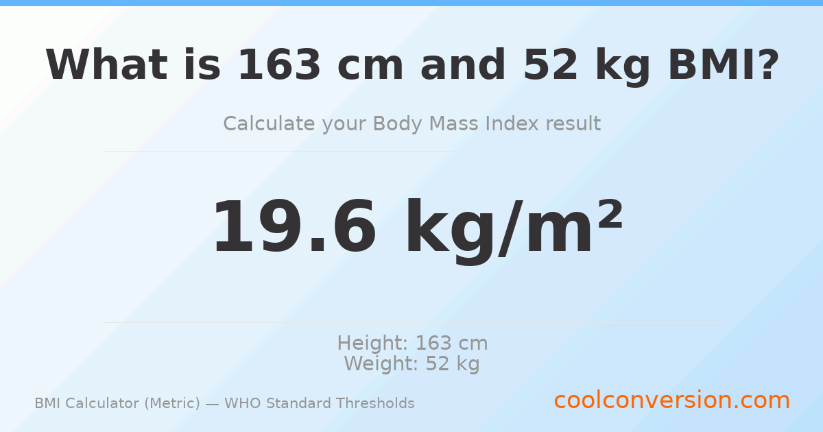 BMI 19.6 (Normal) — 163 cm / 52 kg
