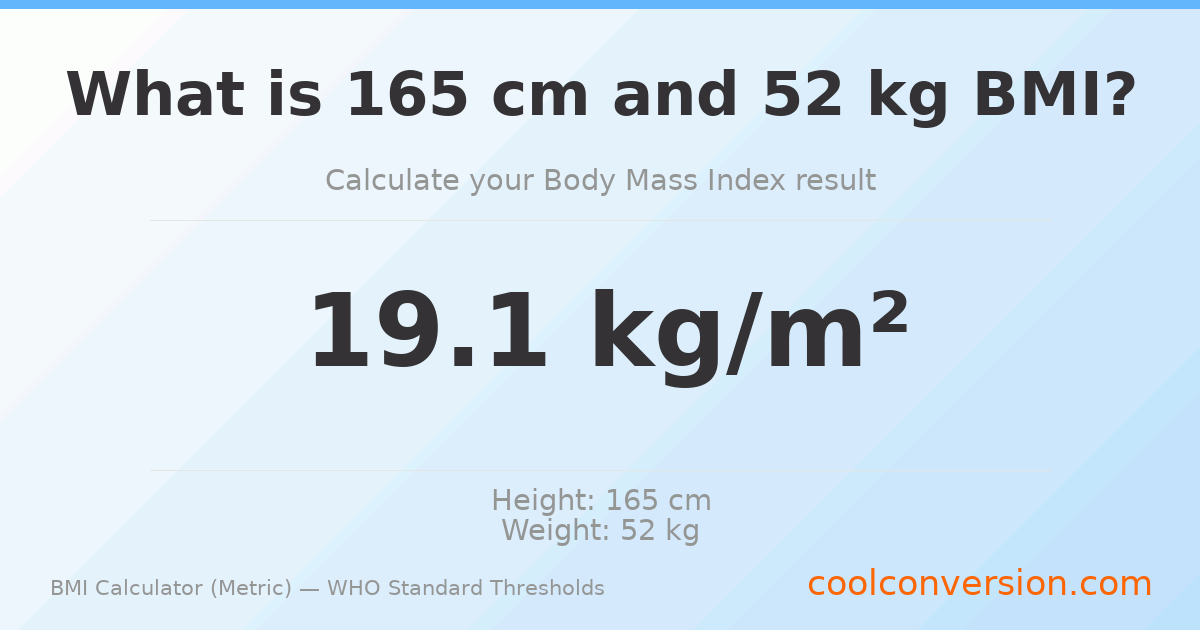 BMI 19.1 (Normal) — 165 cm / 52 kg