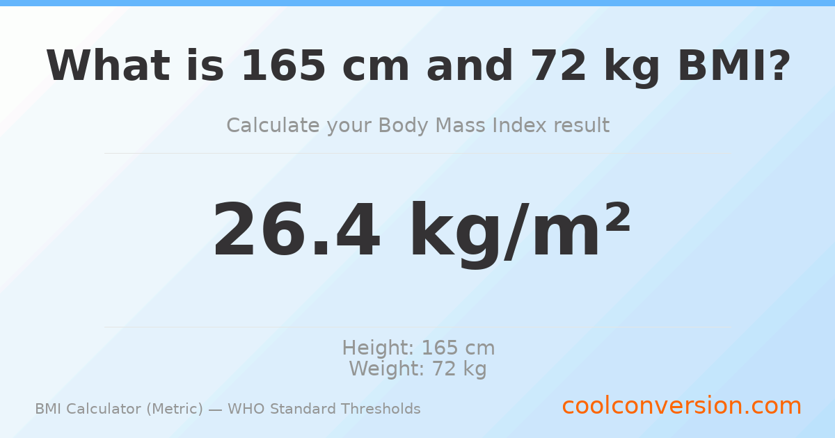 BMI 26.4 (Overweight) — 165 cm / 72 kg