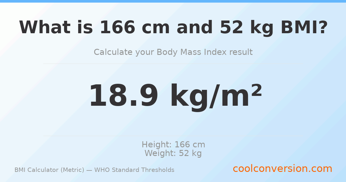 BMI 18.9 (Normal) — 166 cm / 52 kg