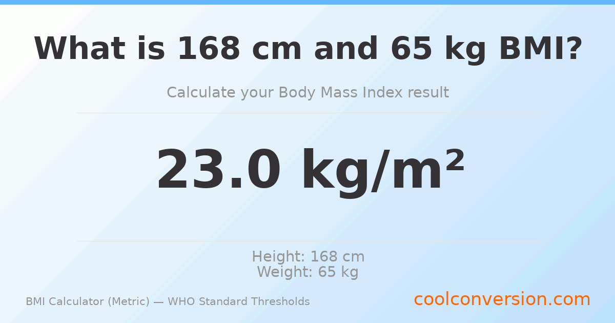 BMI 23.0 (Normal) — 168 cm / 65 kg