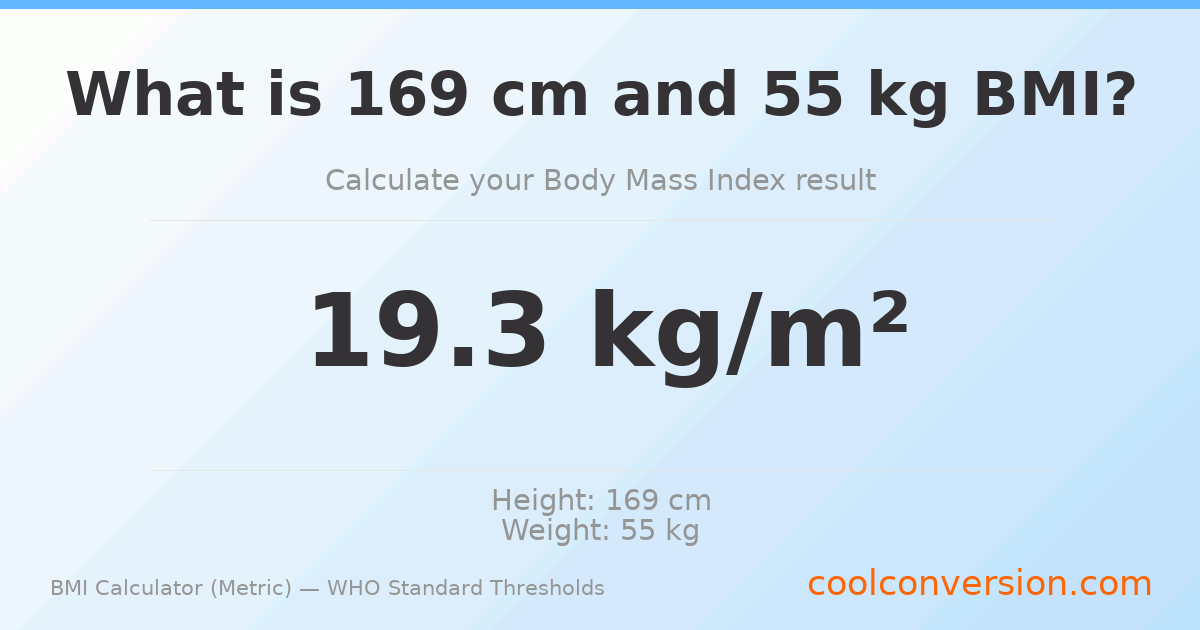 BMI 19.3 (Normal) — 169 cm / 55 kg