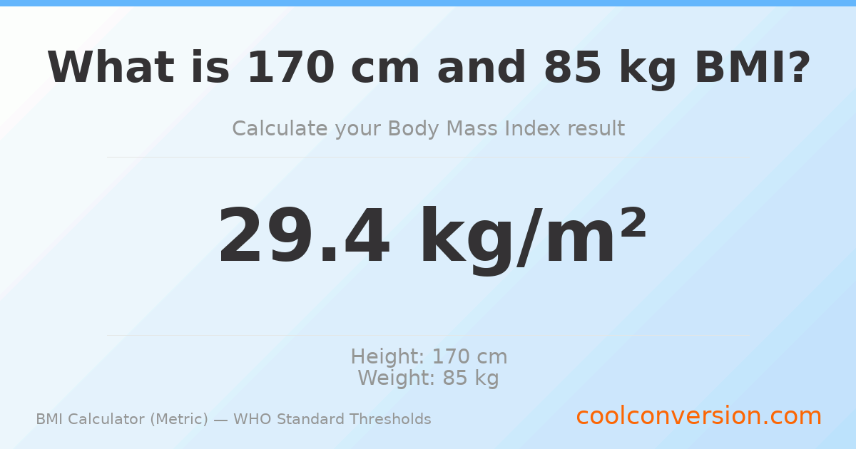 BMI 29.4 (Overweight) — 170 cm / 85 kg