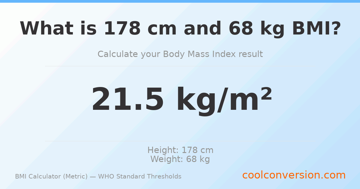 BMI 21.5 (Normal) — 178 cm / 68 kg