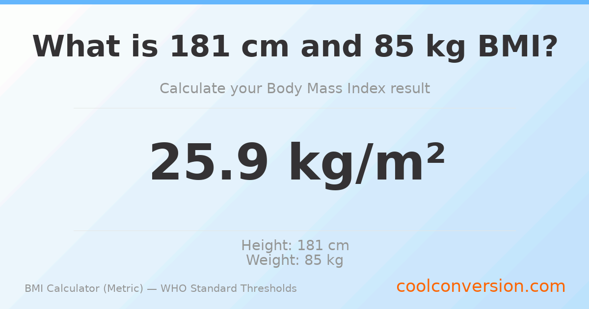 BMI 25.9 (Overweight) — 181 cm / 85 kg