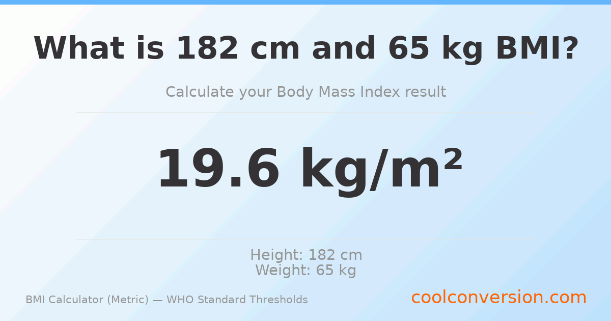 BMI 19.6 (Normal) — 182 cm / 65 kg
