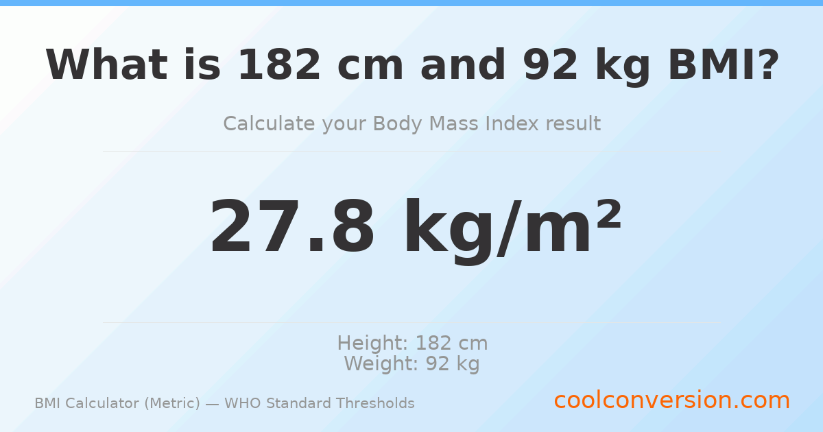 BMI 27.8 (Overweight) — 182 cm / 92 kg