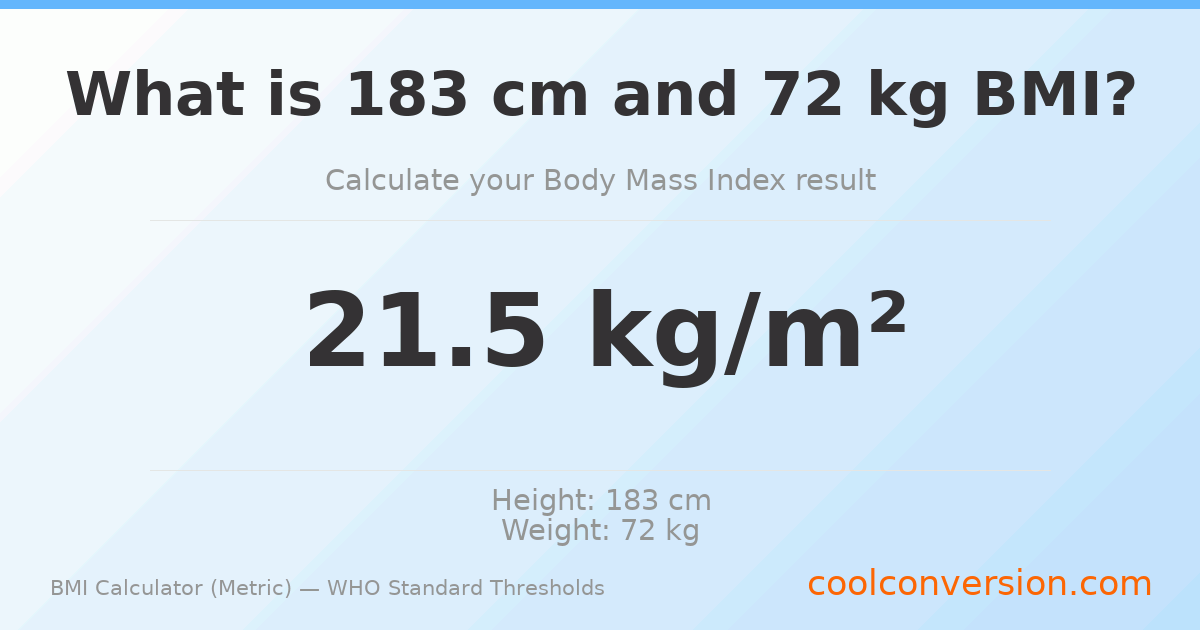 BMI 21.5 (Normal) — 183 cm / 72 kg