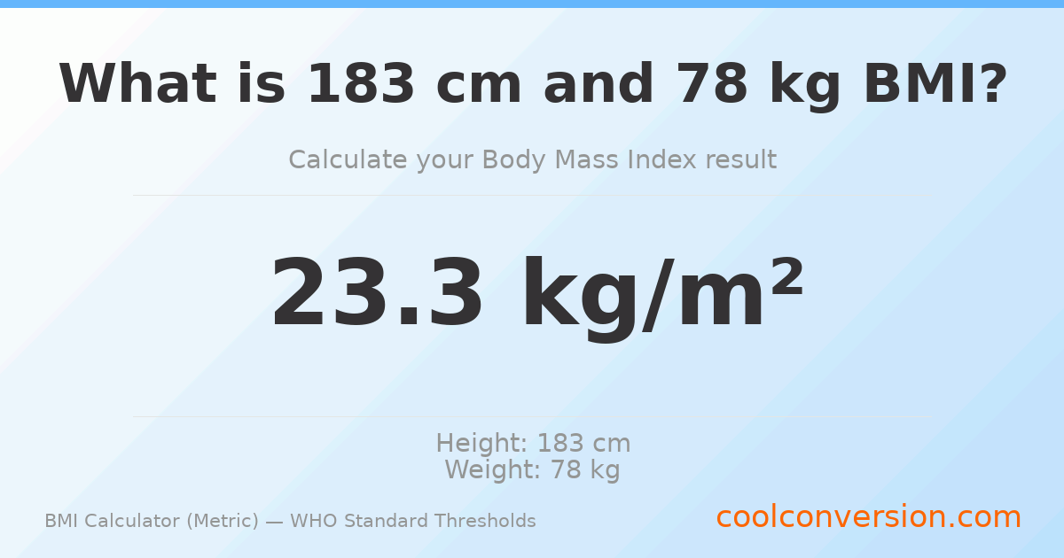 BMI 23.3 (Normal) — 183 cm / 78 kg