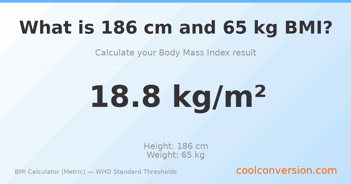BMI 18.8 (Normal) — 186 cm / 65 kg