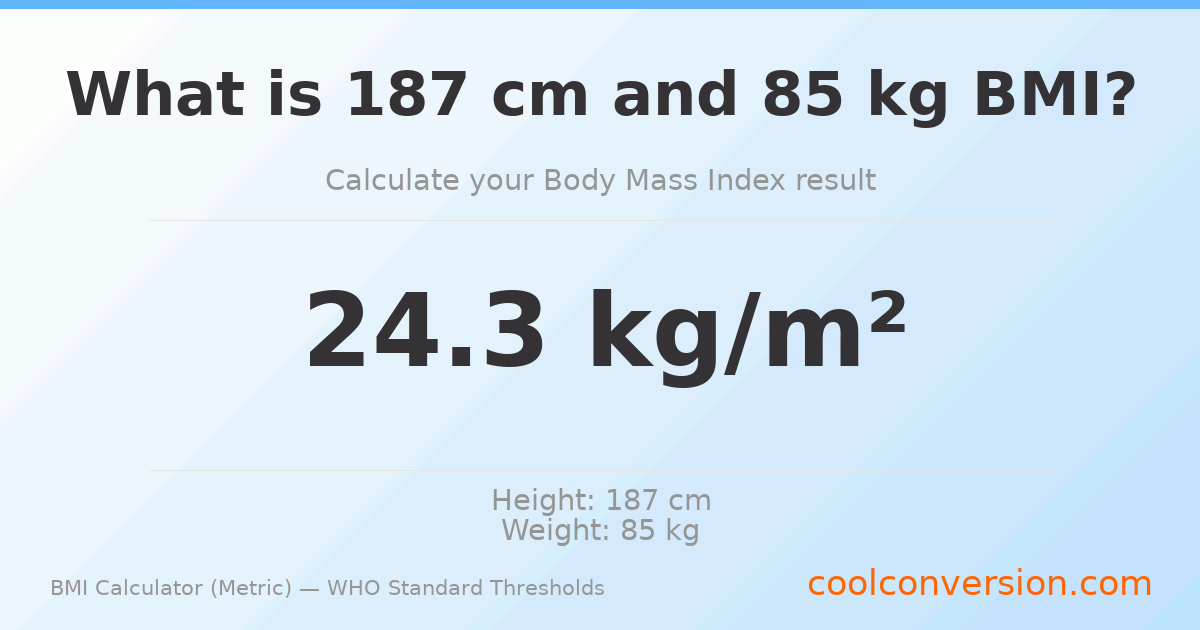 BMI 24.3 (Normal) — 187 cm / 85 kg