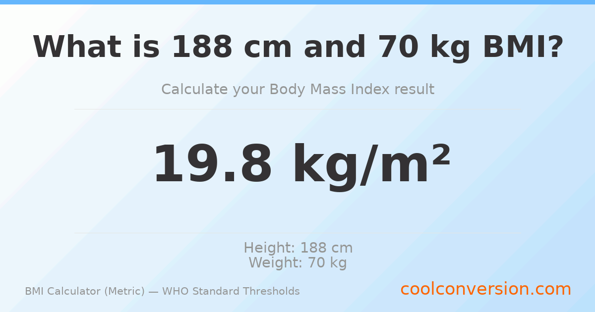 BMI 19.8 (Normal) — 188 cm / 70 kg