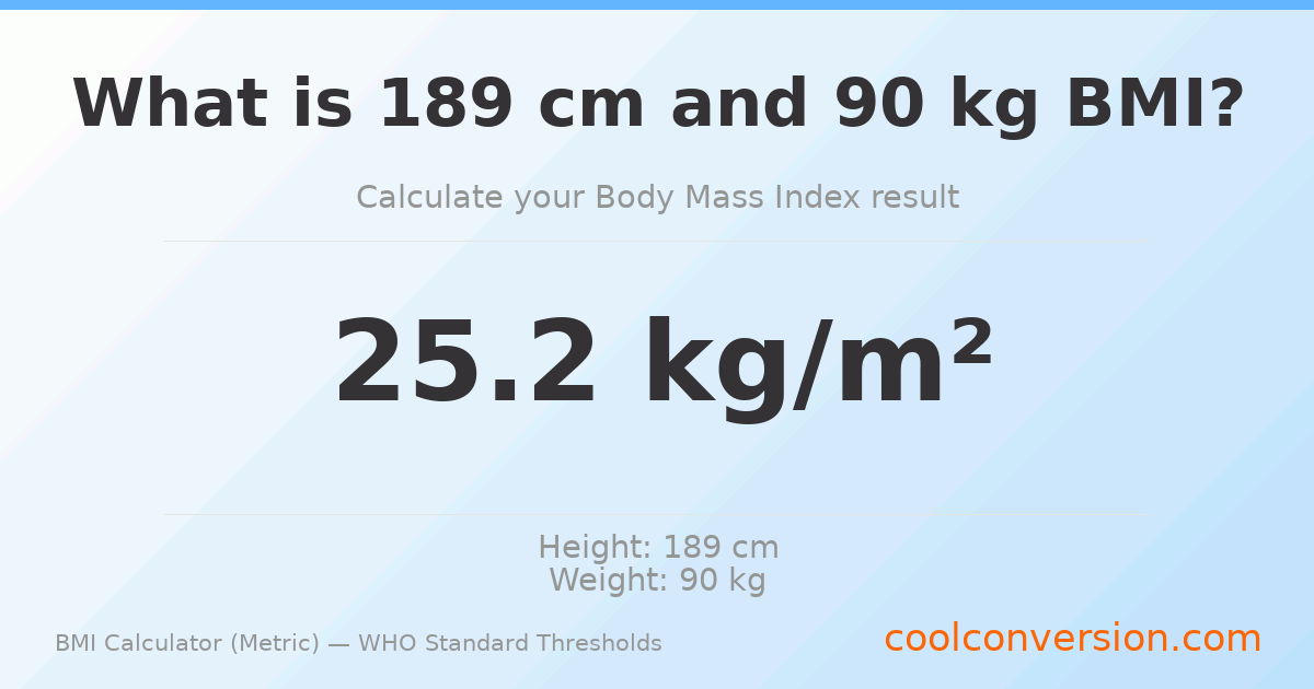 BMI 25.2 (Overweight) — 189 cm / 90 kg