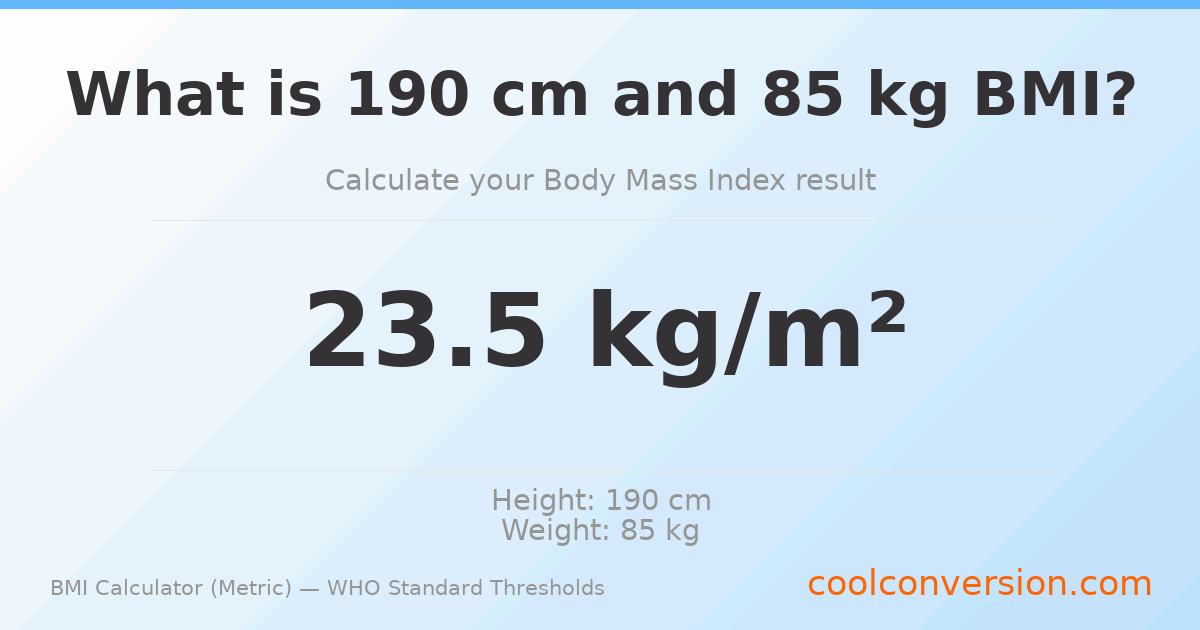 BMI 23.5 (Normal) — 190 cm / 85 kg