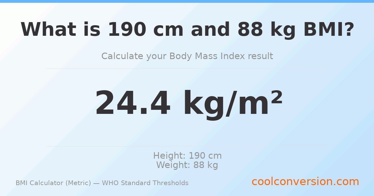 BMI 24.4 (Normal) — 190 cm / 88 kg
