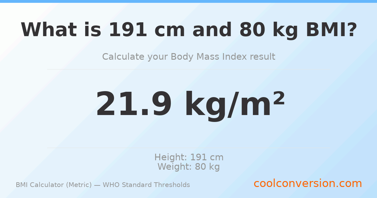 BMI 21.9 (Normal) — 191 cm / 80 kg