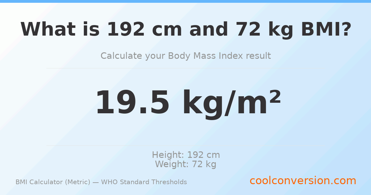 BMI 19.5 (Normal) — 192 cm / 72 kg
