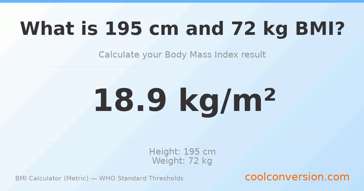 BMI 18.9 (Normal) — 195 cm / 72 kg