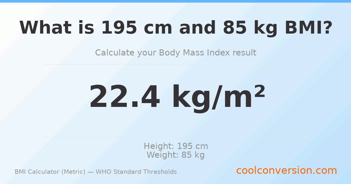 BMI 22.4 (Normal) — 195 cm / 85 kg