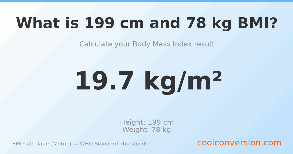 BMI 19.7 (Normal) — 199 cm / 78 kg