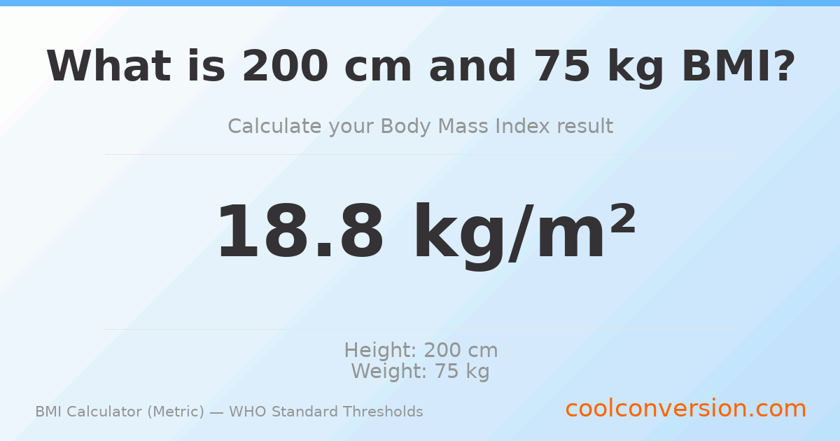 BMI 18.8 (Normal) — 200 cm / 75 kg