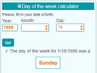 Day of the week Calculator