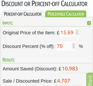 Discount or percent-off calculator