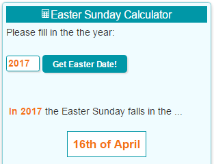 Easter Sunday Calculator