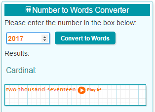 Number to words Converter