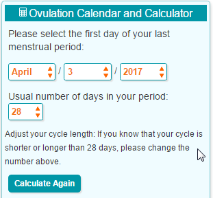 Menstrual Chart Calculator